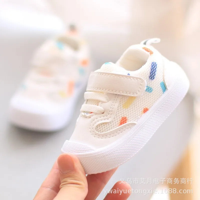 Unisex baby sneakers with breathable mesh fabric and soft rubber sole, stylish athletic shoes for infants by SHOWLU FASHION STORE
