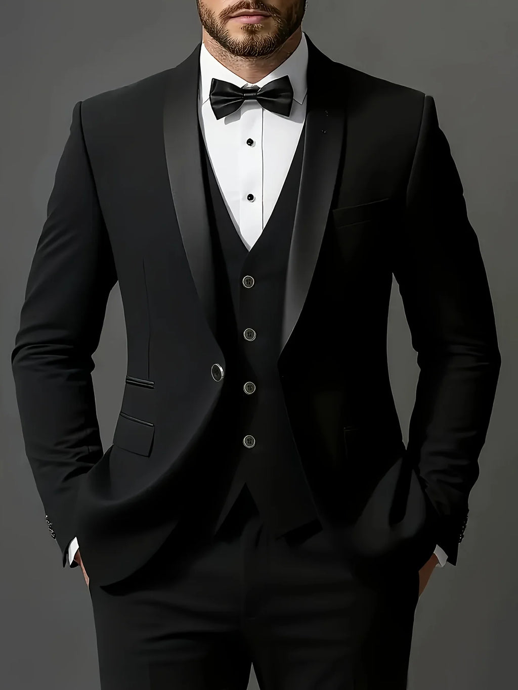 Men's Formal Suit Set Business Casual Slim Fit Tuxedo for Wedding, Long Sleeve Notch Lapel, Groom