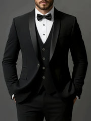 Men's Formal Suit Set Business Casual Slim Fit Tuxedo for Wedding, Long Sleeve Notch Lapel, Groom