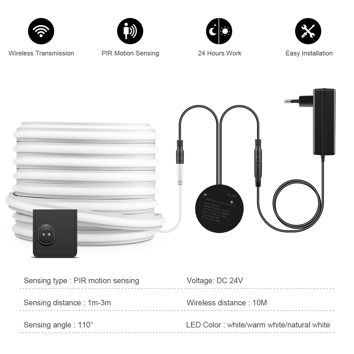 Showlu Smart COB Motion Sensor LED Strip Light Kit installed, showcasing flexible LED strips with motion detection for smart lighting.