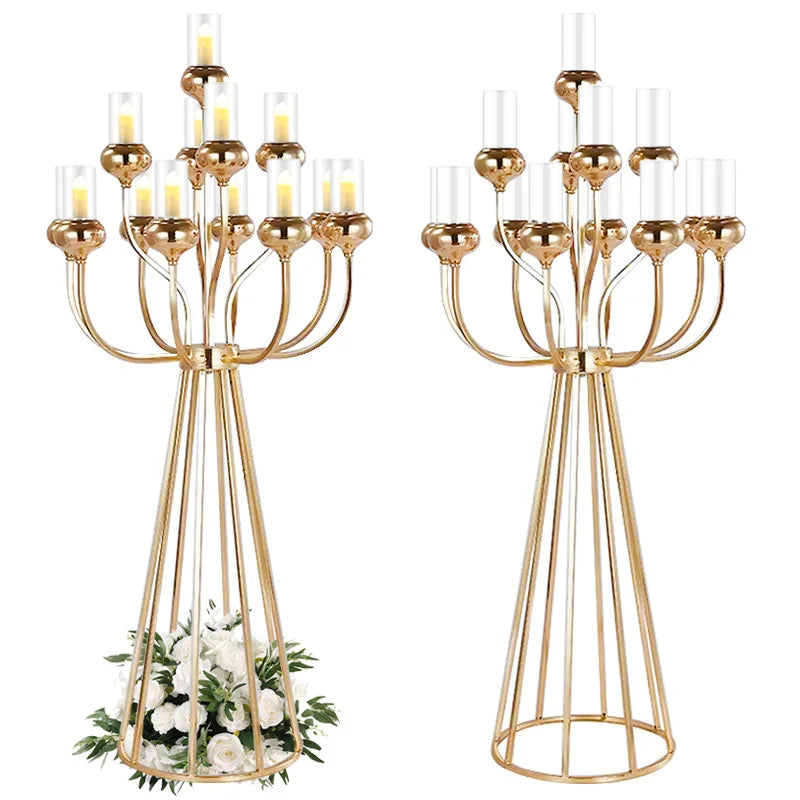 Metal Acrylic Candelabras 120 CM Height 13 Heads Candle Holders Luxury Wedding Table Centerpiece Candlesticks Home Decoration