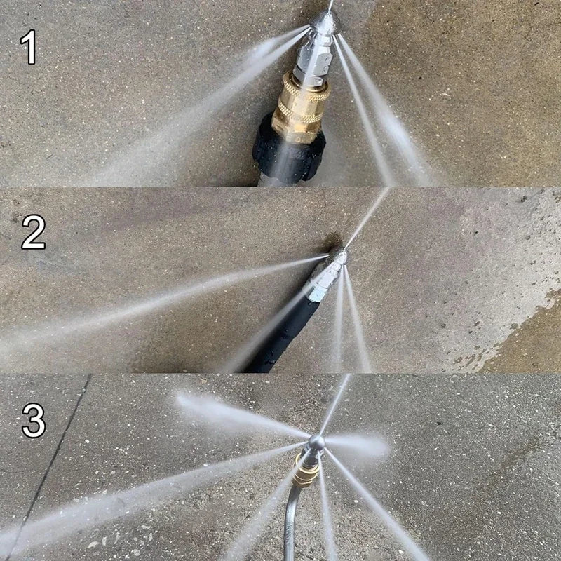 Showlu Smart General gutter cleaning pressure washer attachment attached to a pressure washer for efficient debris removal from gutters.