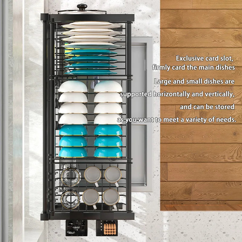 Stainless steel kitchen sink dish drain rack with utensil holder, designed for efficient drying and organization.
