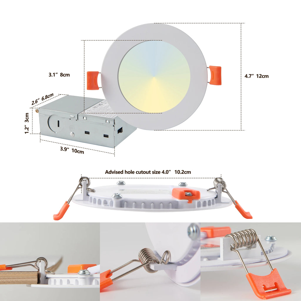 12-pack Showlu Fashion Store LED recessed lights with dimmable 3000K-5000K white finish, ideal for modern ceiling lighting.