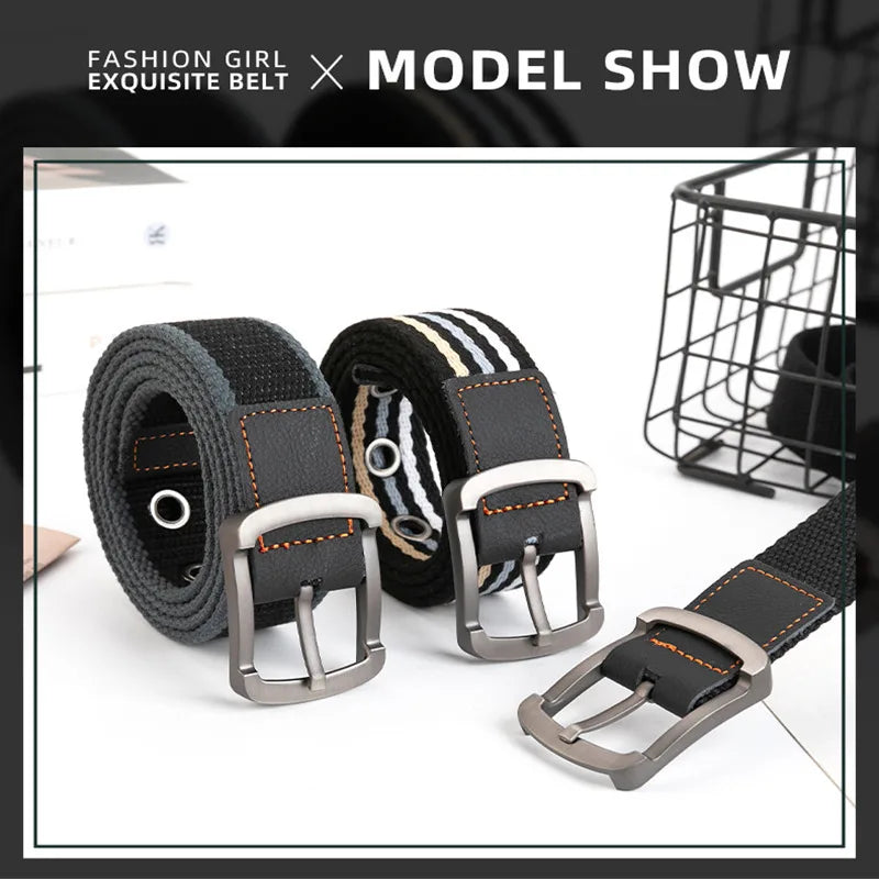 LUDIVIS canvas tactical belt for men and women, high-quality casual strap with metal buckle, suitable for jeans and outdoor wear