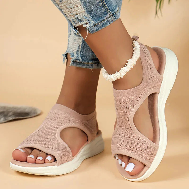SHOWLU Women's Mesh Platform Sandals featuring open toe design and casual summer style with a comfortable platform sole.