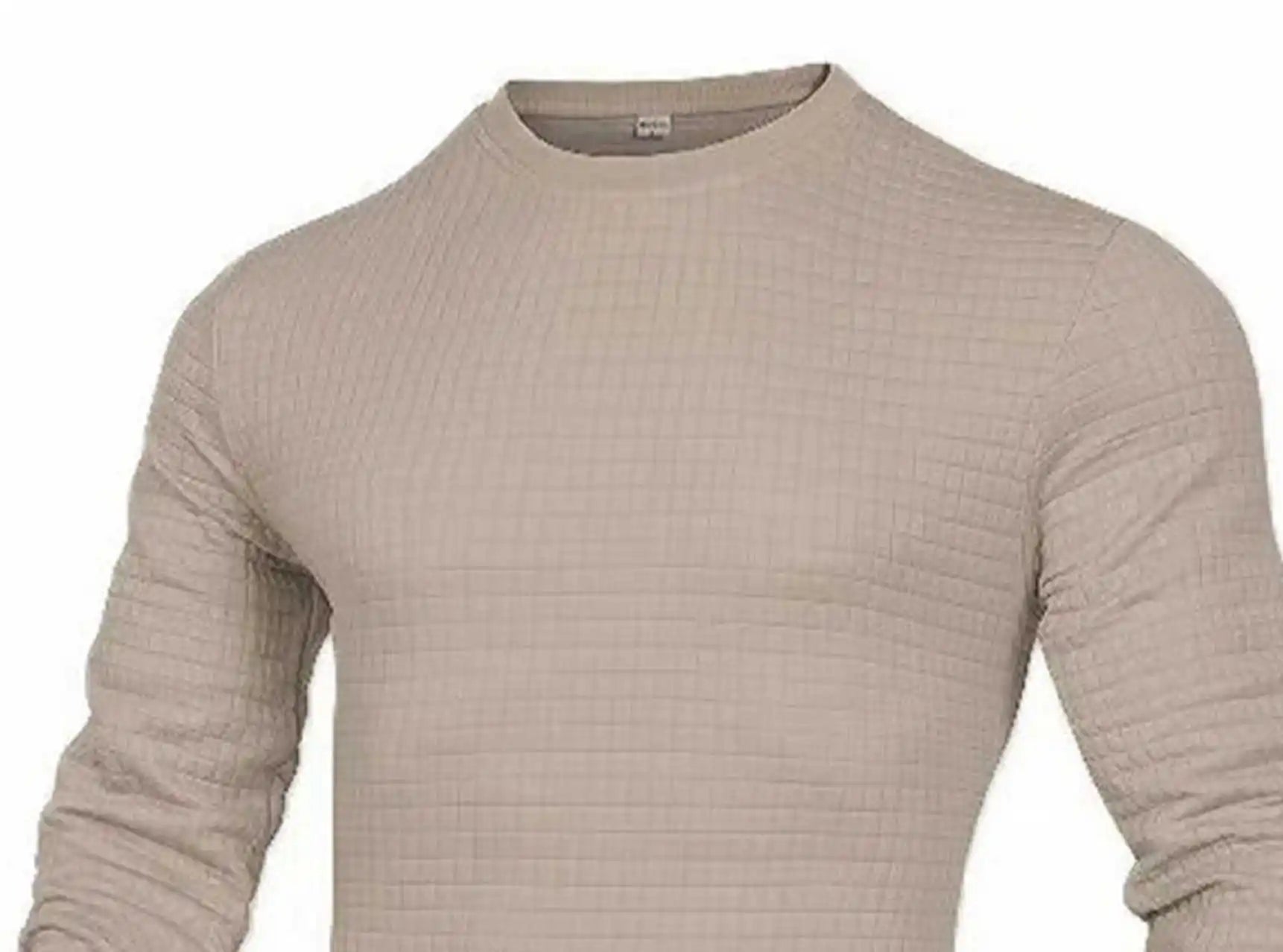 Men's fashion check waffle hoodie with round neck and jacquard pattern, stylish men's coat from Showlu Fashion Store.