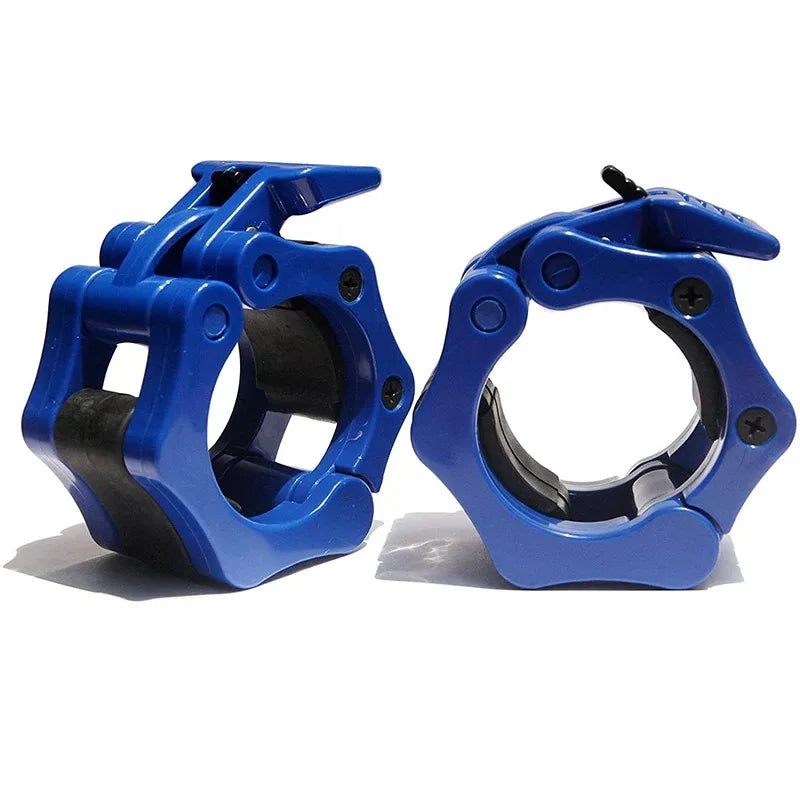 Showlu 50mm barbell clamp with spin lock collar, gym dumbbell lock, and fixing nuts on standard weight lifting bar.