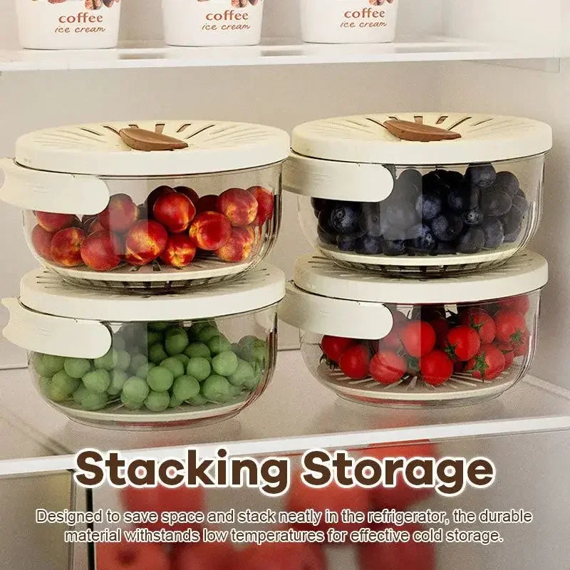 Showlu folding fruit drain basket and vegetable dehydrator storage box with mesh design for rinsing and drying produce.