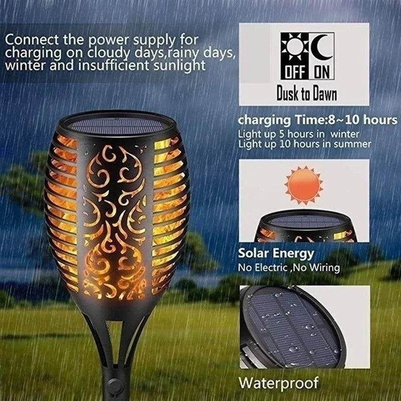Solar Dancing Flame LED garden lantern by Showlu Smart General with flickering flame design for outdoor illumination