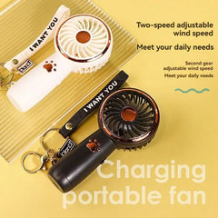 2025 Summer New Mini Mini Fan Cute Cartoon Portable Charging USB Handheld Fan Student Outdoor Fan