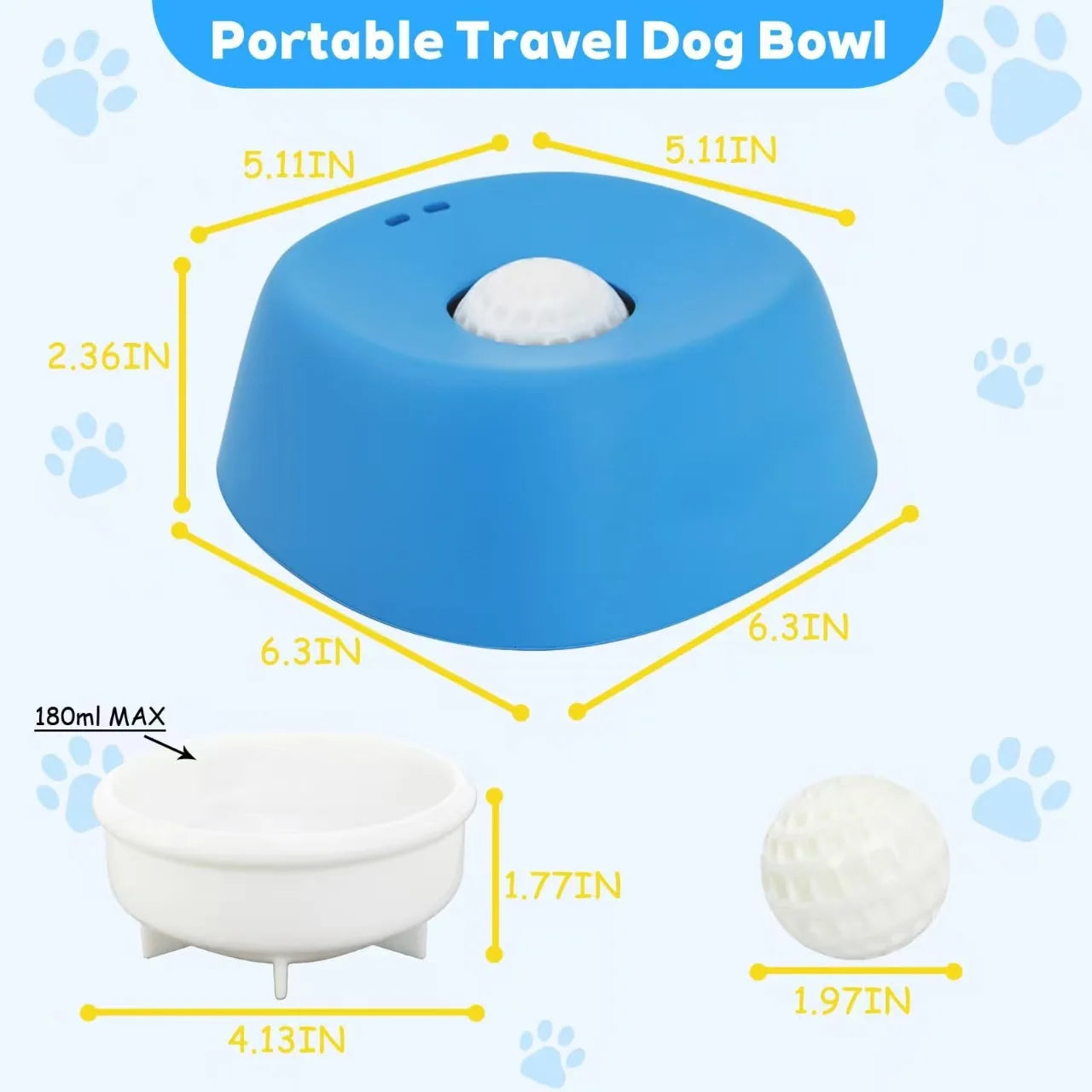 Showlu Fashion Store anti-choking slow feeder dog bowl with non-slip base, 3/4 cup capacity, for treats, bone broth, and yogurt.