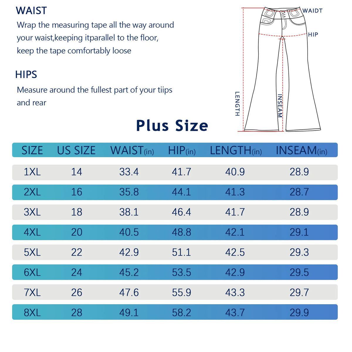 Plus-size dark blue high-waist embroidered jeans for women with slightly flared legs and American flag horsehoe embroidery.