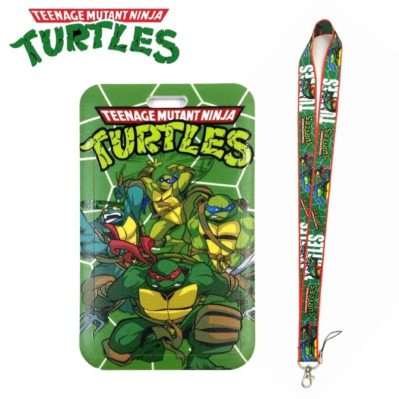 Teenage Mutant Ninja Turtles TMNT card holder lanyard case by Bandai, featuring colorful turtle characters and durable design.