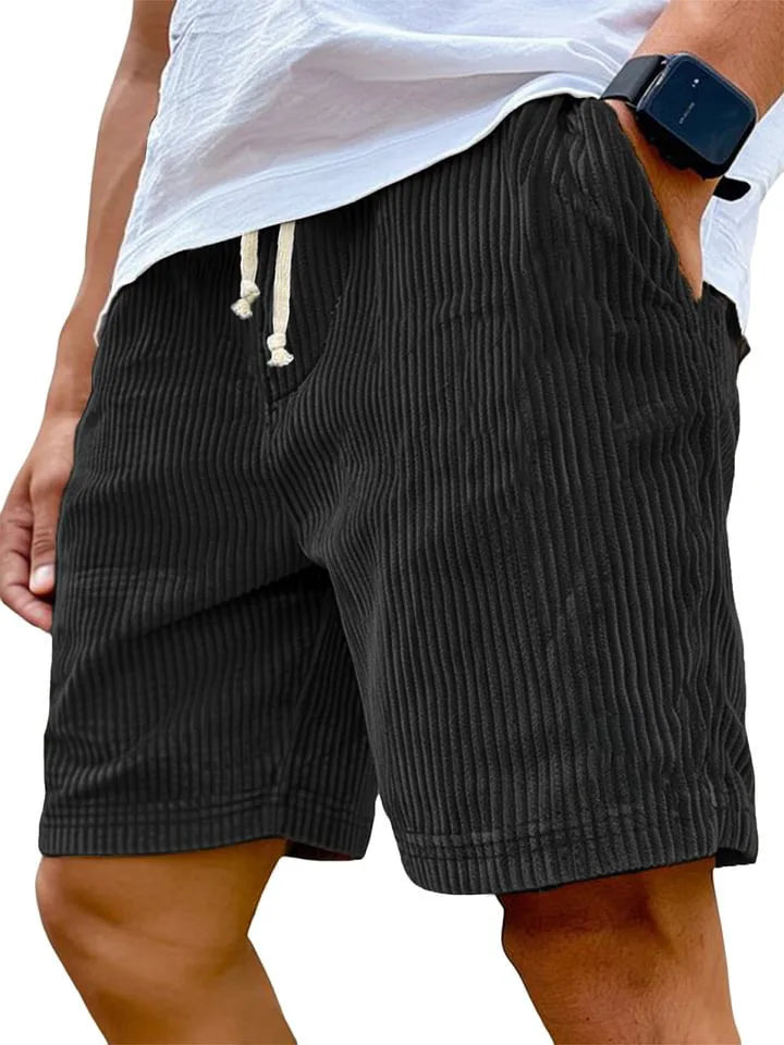 Men's retro corduroy casual shorts by Showlu Fashion, solid color, comfortable fit, fashion-forward men's short pants.