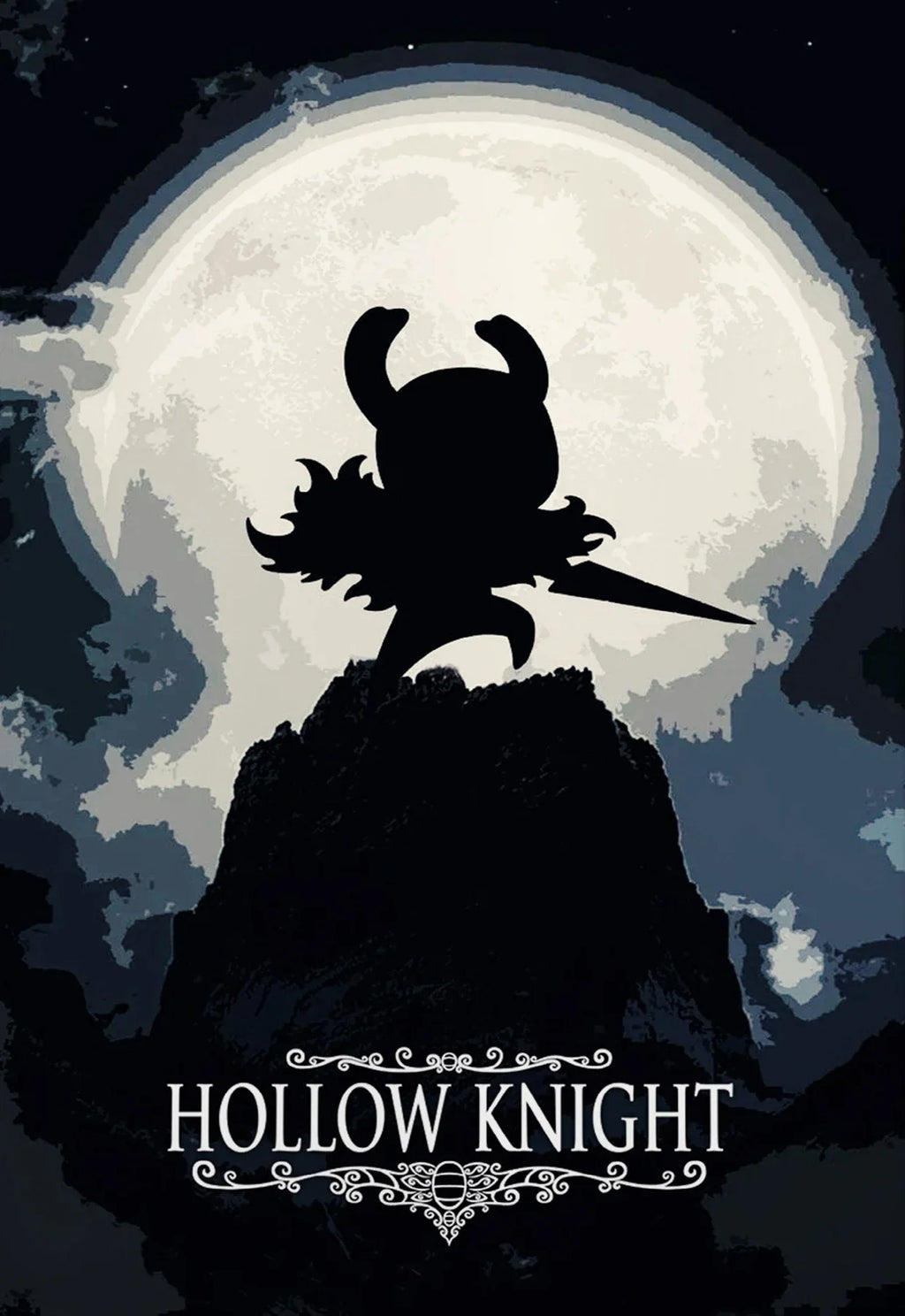 Hollow Knight canvas wall art featuring a modern video game poster with detailed artwork for home decor.