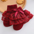 Toddler cotton lace ruffle princess mesh socks in bright candy colors, breathable ankle short socks for children aged 0-2 years