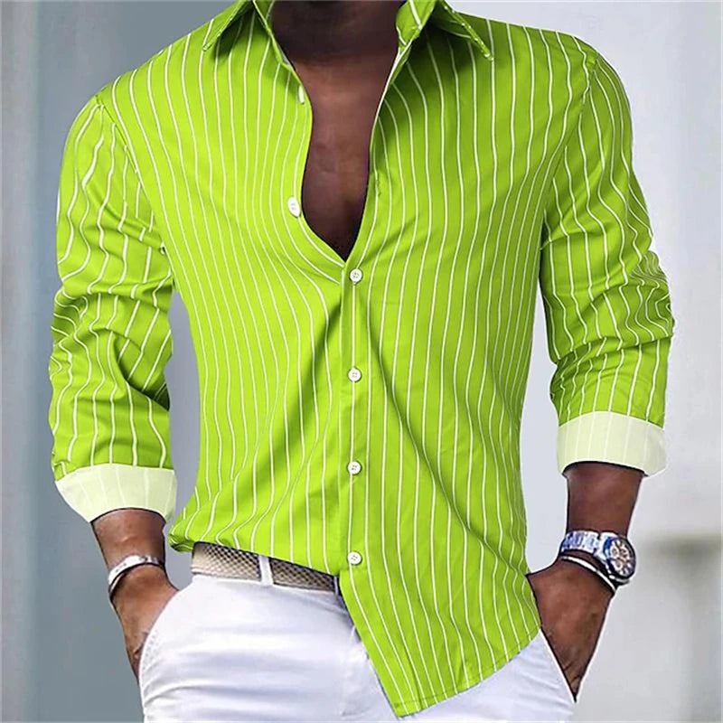 Showlu men's long sleeve shirt with 3D spotted print, featuring an elegant casual design and comfortable fit.