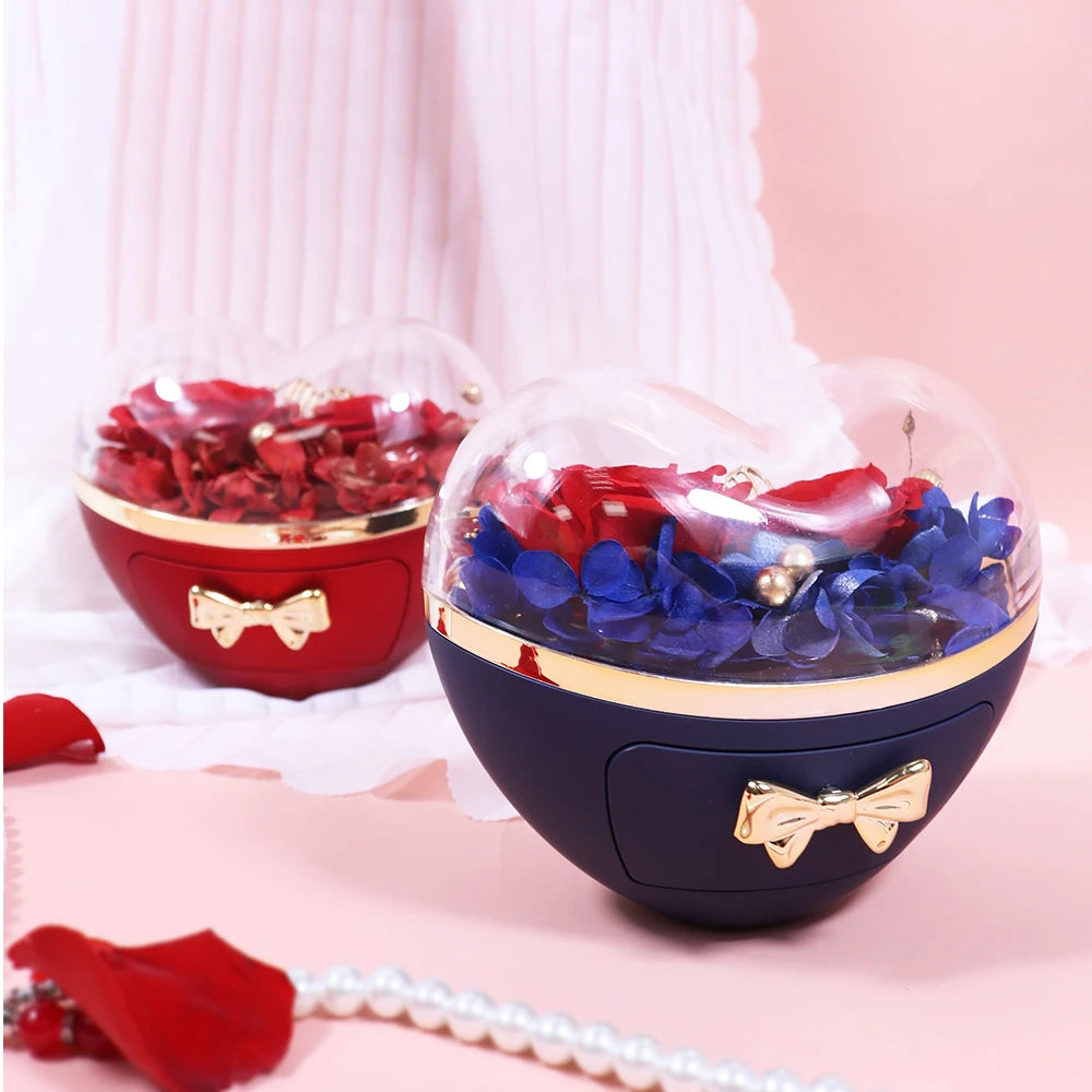 Heart-shaped jewelry box from Showlu Fashion Store with a stylish necklace gift set, featuring elegant design and interior compartments.