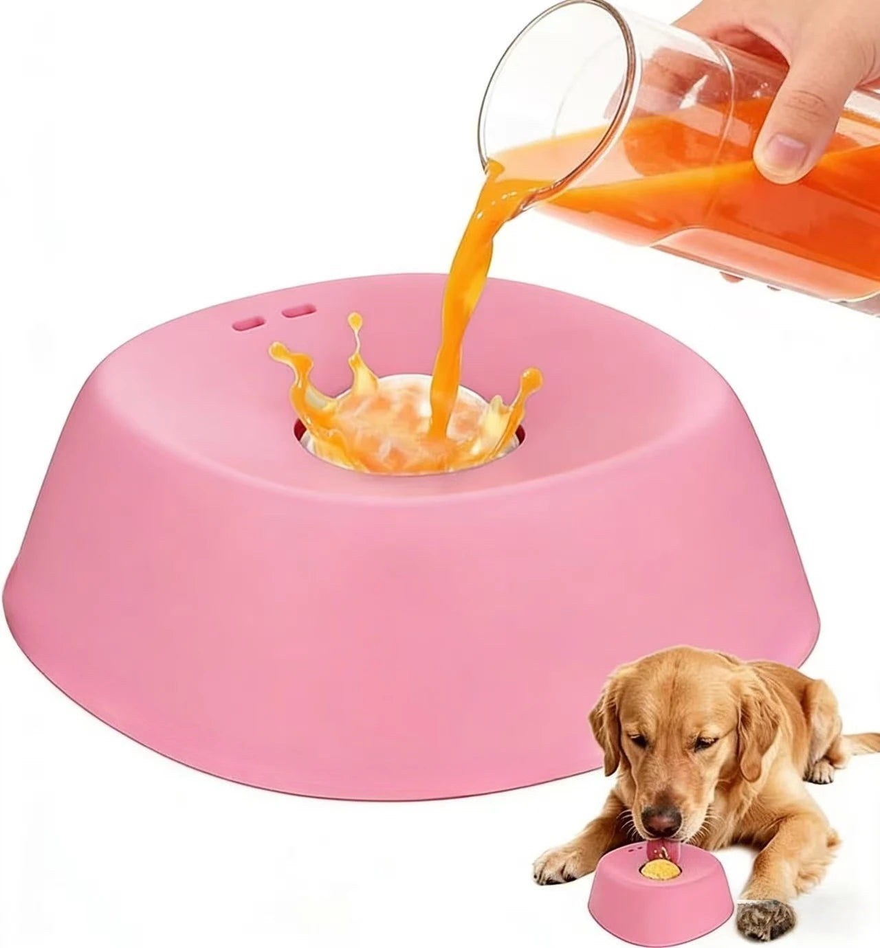 Showlu Fashion Store anti-choking slow feeder dog bowl with non-slip base, 3/4 cup capacity, ideal for liquid treats and bone broth.