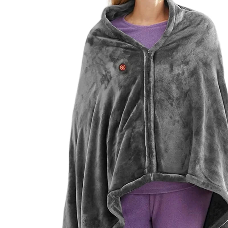 Showlu Smart General USB heated blanket with 3-level electric warmth shawl, soft fabric and adjustable temperature settings.