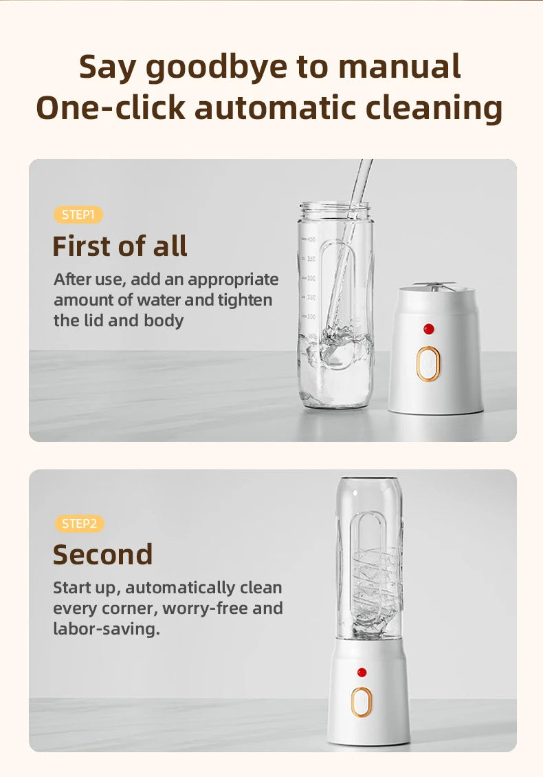 Portable USB blender by Showlu Smart General, 500ML capacity, with a sleek design and blending blades visible inside.