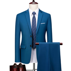13 Color Basic Style Men's Casual Solid Color 3 Pieces Suits / Male One Button Blazers Jacker Coat Trousers Pants Vest Waistcoat