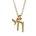 Hebrew Chai pendant necklace by Hayaroma in copper with zircon accents, showcasing Jewish jewelry design and craftsmanship.