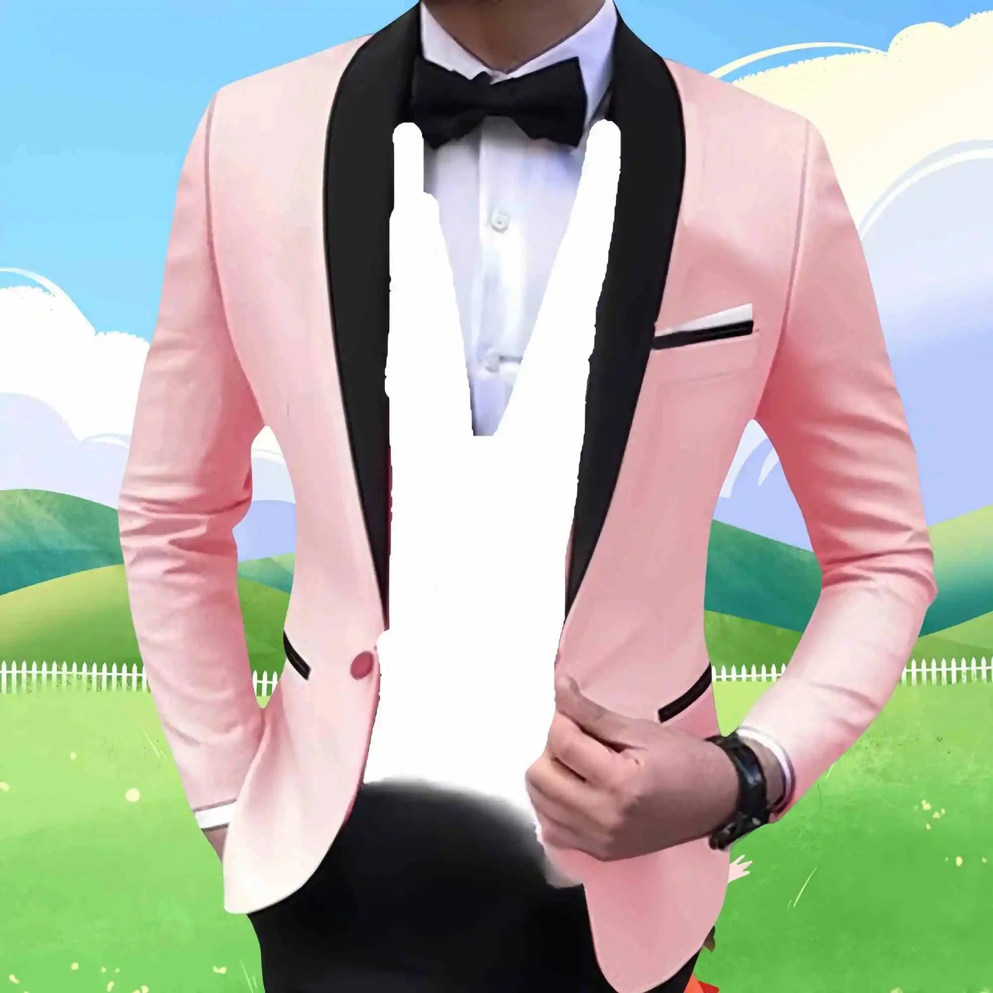 Black men's 3-piece slim fit tuxedo suit with shawl lapel, ideal for weddings, from SHOWLU FASHION STORE.