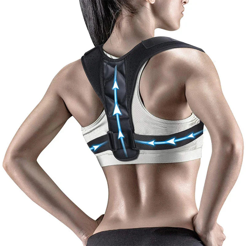 Adjustable YOSYO back posture corrector belt for men and women, providing support and improving posture.