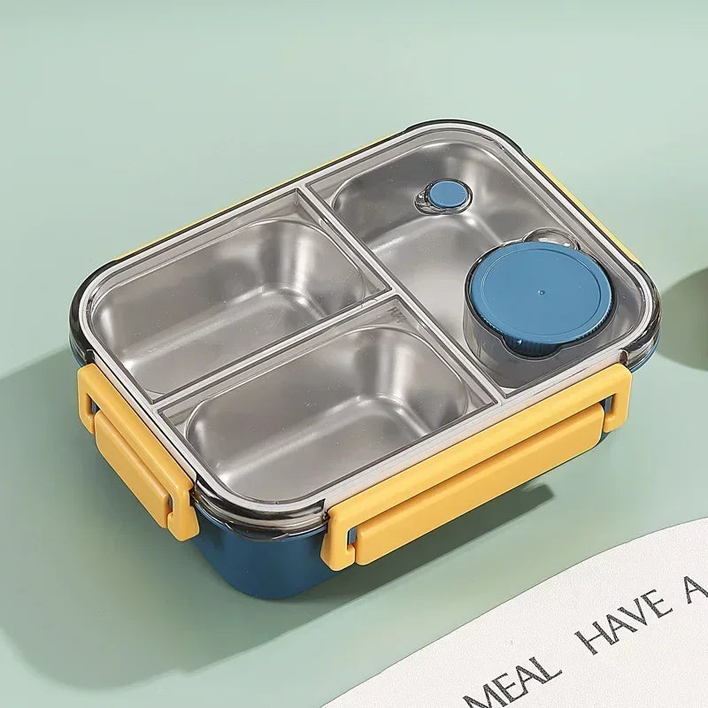 Stainless steel 850ml portable bento lunch box with insulated thermos for soup and food storage, suitable for children and adults