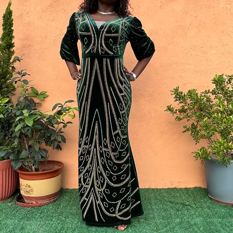 Luxury velvet evening dress by SHOWLU FASHION STORE featuring a diamond slim fit party gown with elegant design.