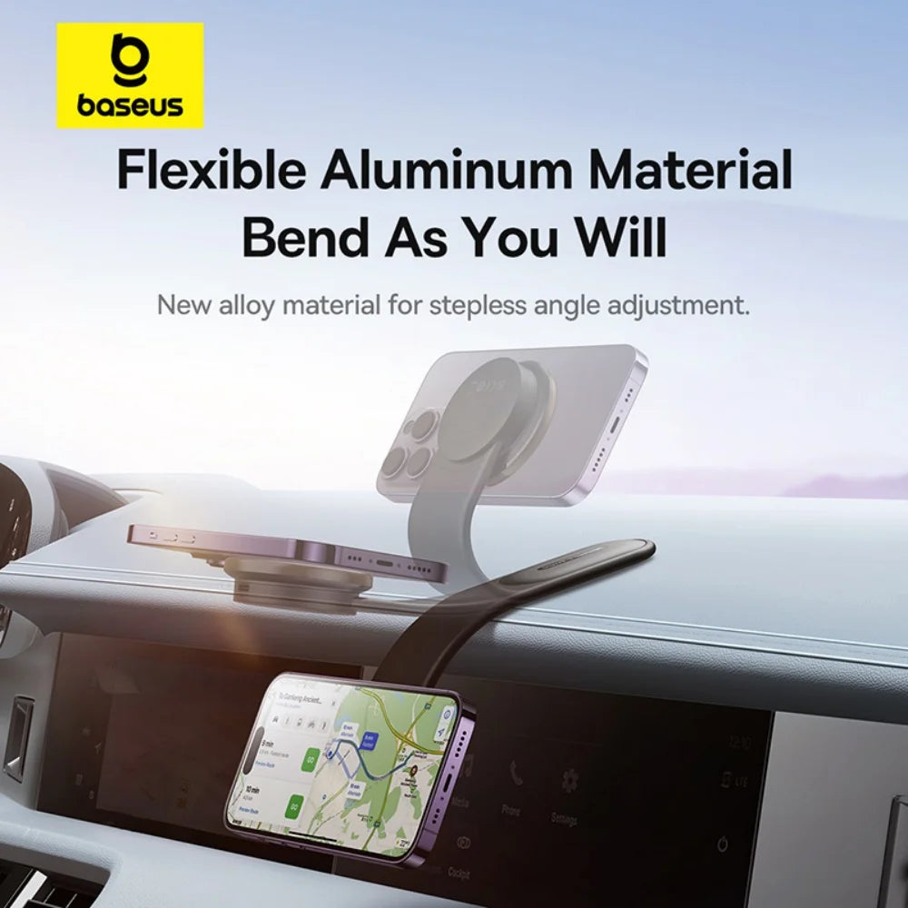 Showlu Smart General magnetic foldable car phone holder attached to dashboard, featuring a sleek design for easy phone access.
