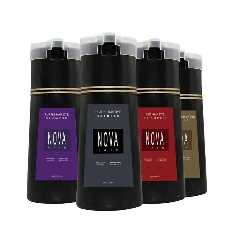 LANBENA 3-in-1 natural hair dye shampoo bottle with black liquid, designed for fast black hair coloring for unisex use.