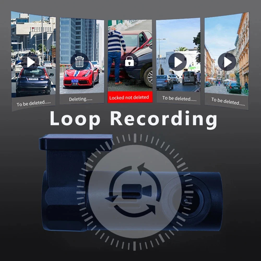 360° rotating dash cam by Showlu Fashion Store, compact device with adjustable lens for comprehensive vehicle recording.