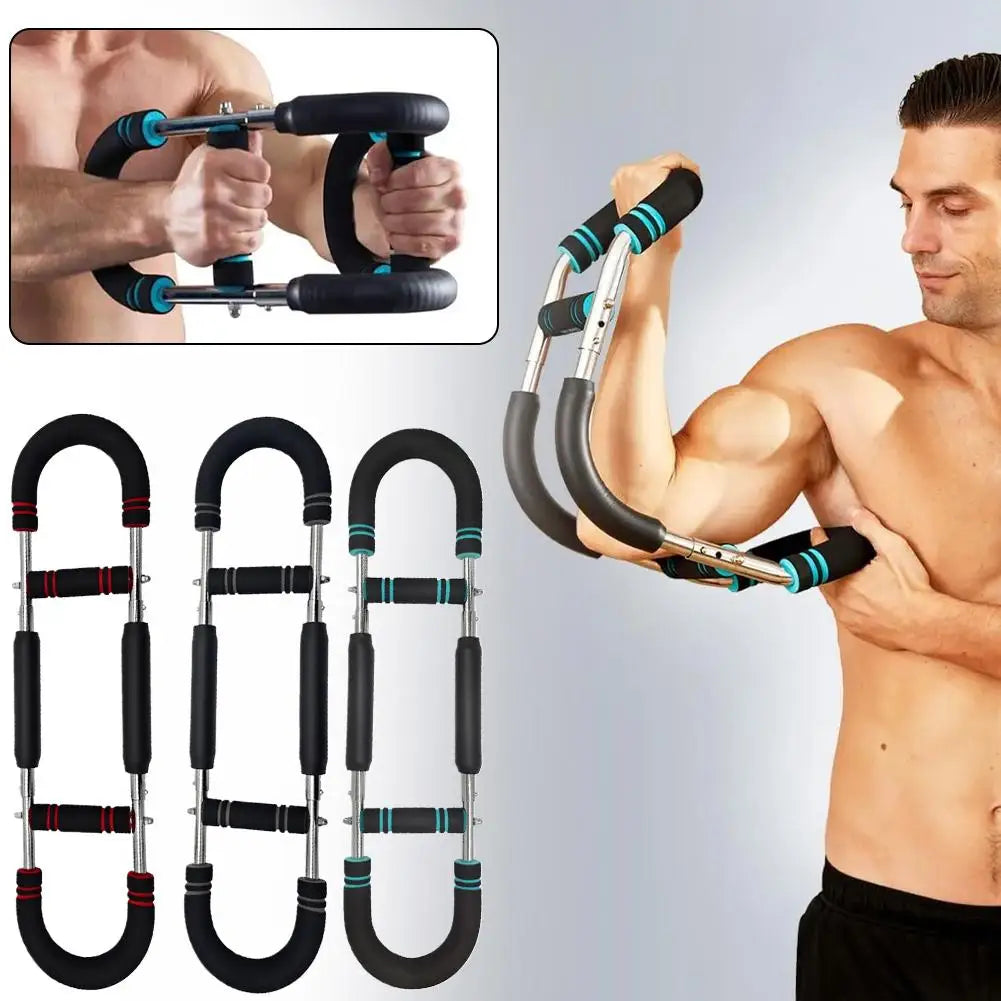 Showlu Adjustable Twister Arm Exerciser spring chest workout bar with handles for arm and chest toning.