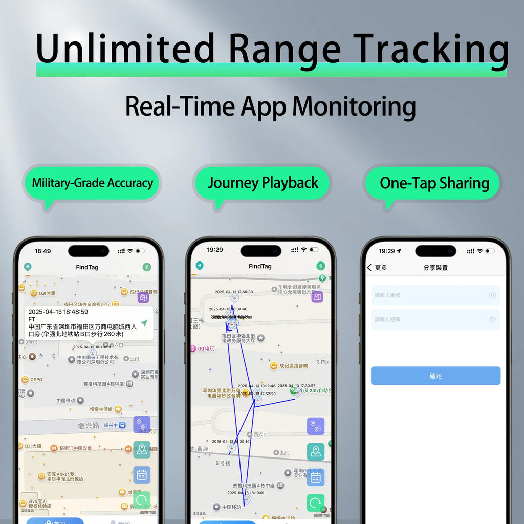 Waterproof Showlu Anti-Lost AirTag tracker attached to pet collar, designed for tracking pets and kids with smart tag technology.