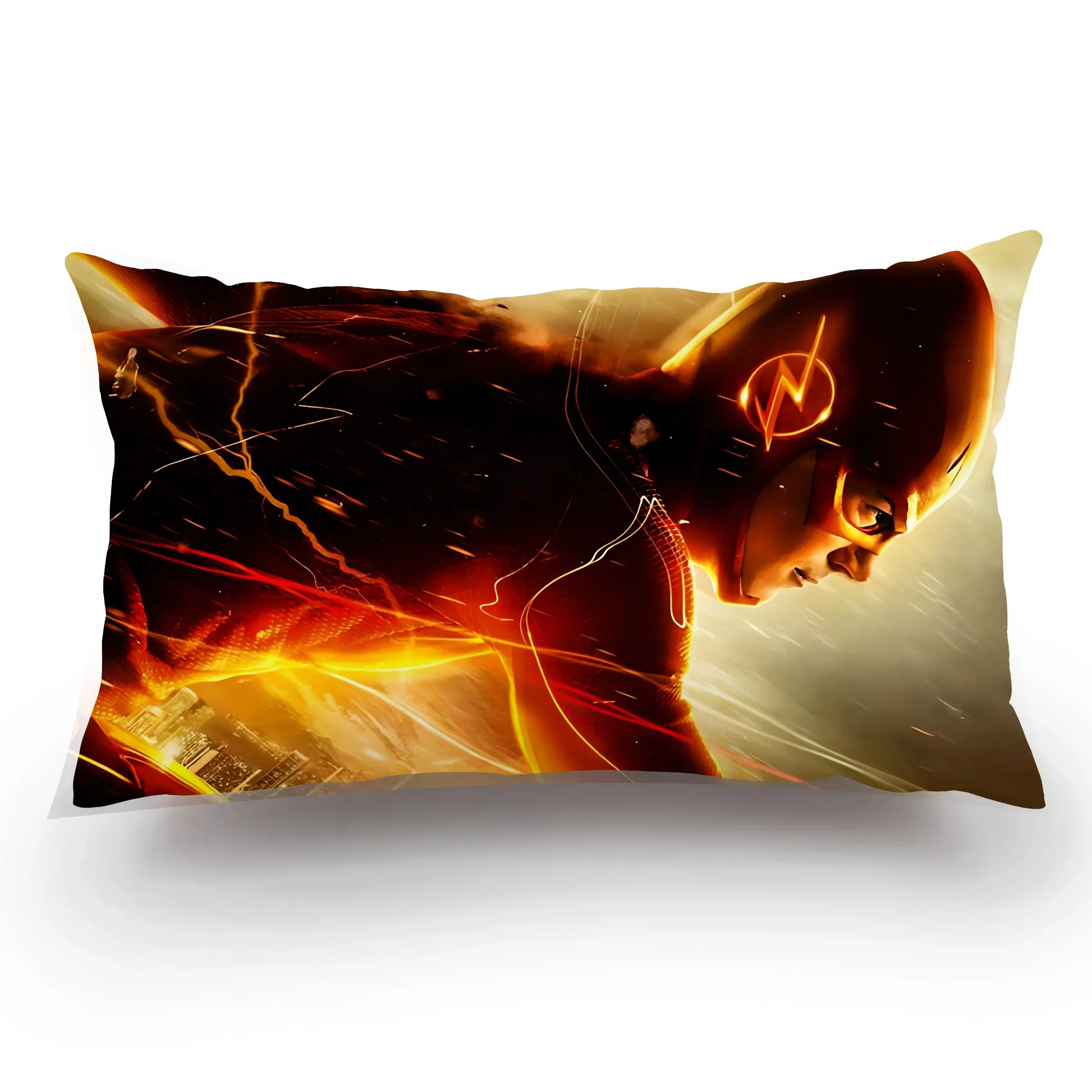 Double-sided plush cushion cover featuring The Flash cartoon design, soft Marvel-themed pillow case for fans and decor.