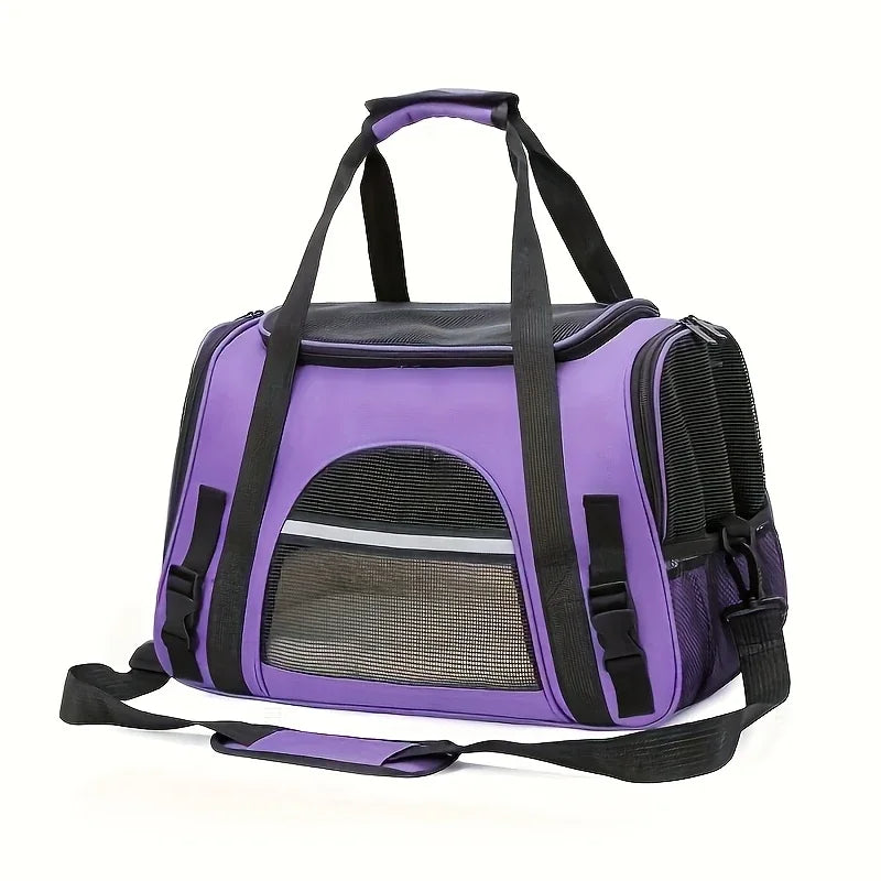 Showlu Portable Soft-Sided Cat Carrier made of breathable Oxford fabric, featuring a lightweight and secure travel design.