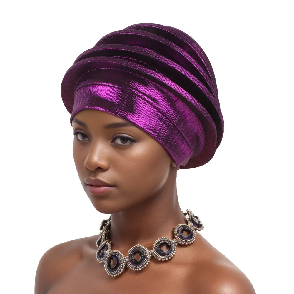 Elegant Spiral Beret for Women Afrcian Lady Head Wraps Female Berets Turban Nigeria Headpiece Wedding Party Gele