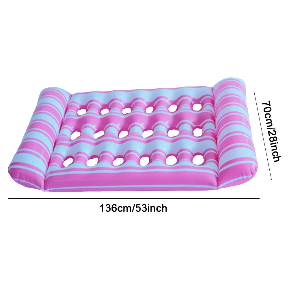 Showlu Smart inflatable water mat featuring a pool lounger and surfboard design, made of durable PVC for floating in water.