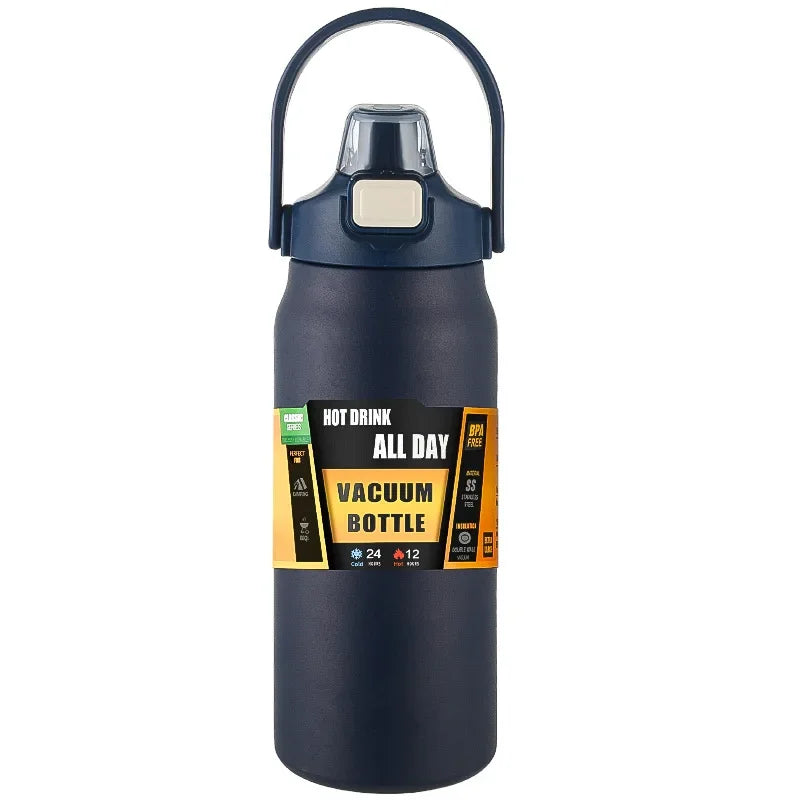 Showlu Fashion Store outdoor stainless steel thermos tumbler with straw, thermal mug for hot and cold beverages, vacuum insulated.
