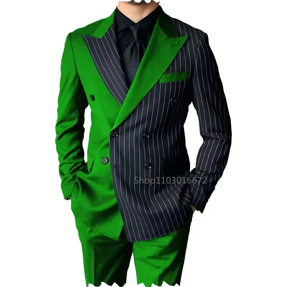 SHOWLU men's slim fit 2-piece wool blend tuxedo with double-breasted jacket and matching trousers, tailored for a sleek formal look.