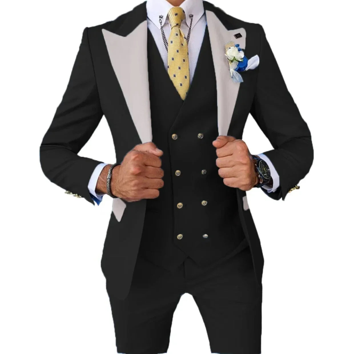 Formal Men's Suits 3 Pcs Slim Fit Suit Classical Groomsman Tuxedo Wedding Formal Party  Set  Wedding Prom (Jacket+ Pants +Vest)