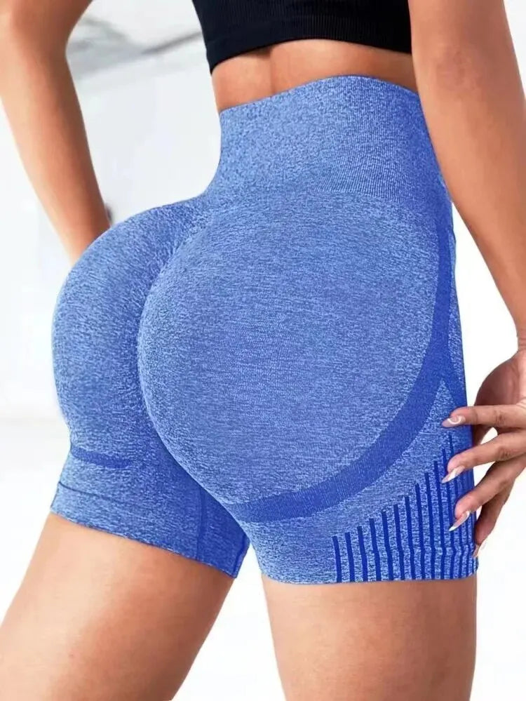 Women’s high waist yoga shorts by Showlu Fashion, fitness workout shorts with lift butt design, ideal for gym, running, and yoga.