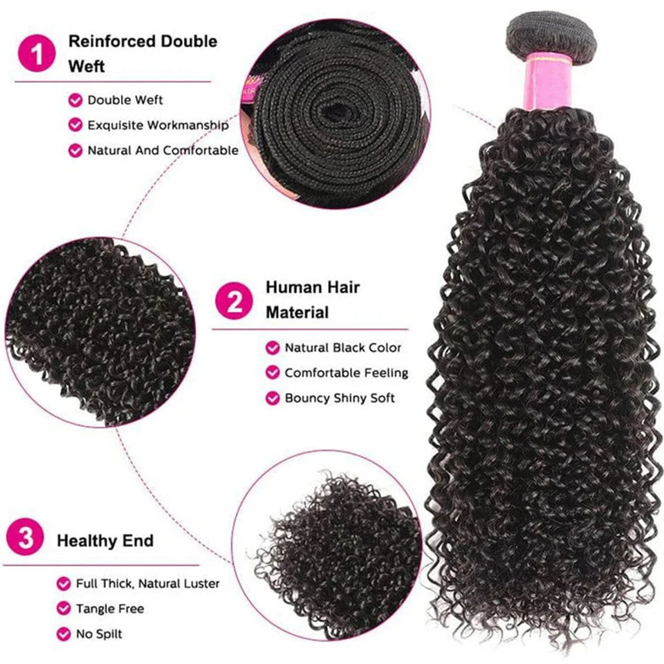 Peruvian Kinky Curly Human Hair Bundles 1/3/4 Pieces Jerry Curly Natural Hair Extensions Woman Wet And Wavy Human Hair Bundles