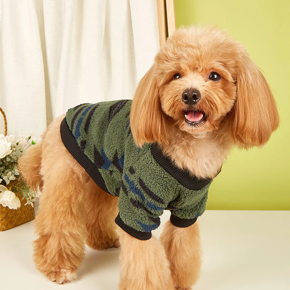 XLeiPet Totems Print Puppy Dog Sweater by Showlu Fashion Store, warm winter fiber pet hoodie with colorful totem design and cozy fit.
