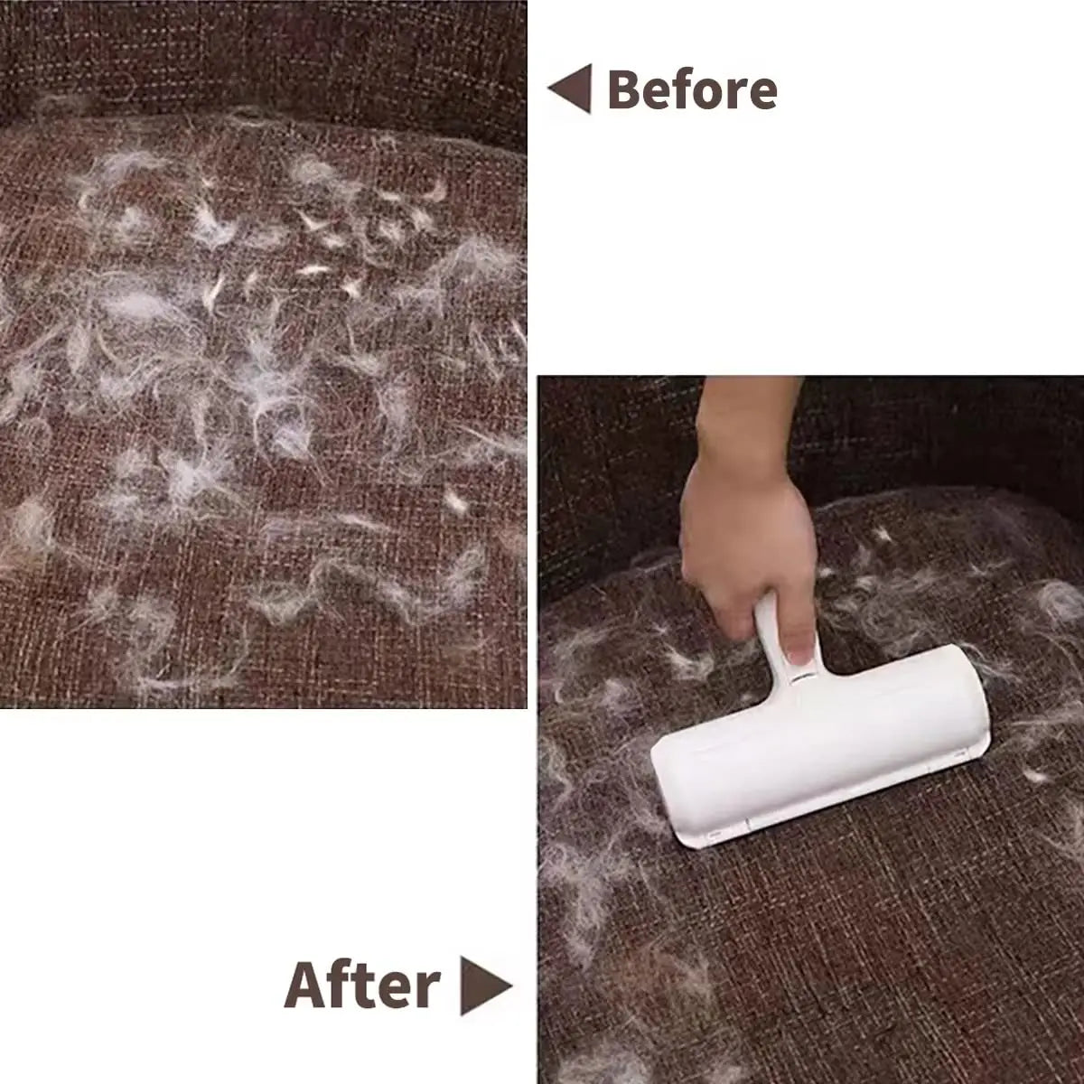 Showlu Smart General reusable pet hair lint remover roller with a handle and sticky sheets for removing pet fur from clothing and furniture.
