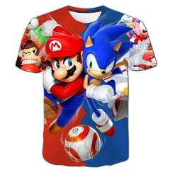 T-shirt 2025 Children's Clothes Sonic 3D for Kids Boys and Girls Cartoon Printing Animation Cosplay Clothing Accessories