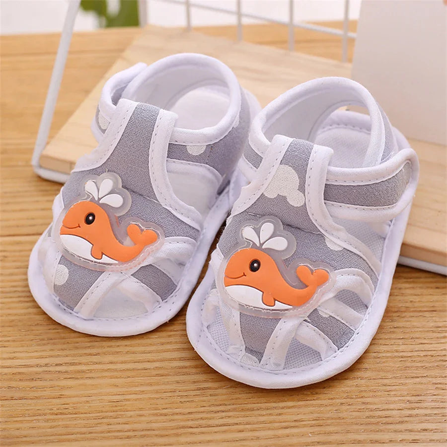 Cute cartoon design Emmababy First Walkers toddler sandals with non-slip soles, colorful and comfortable for little feet.